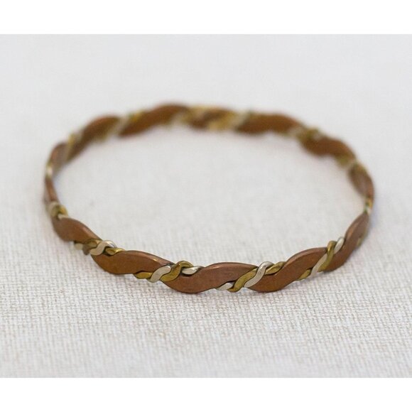 7 inch, Vintage Artsy Stylish Twist Copper Brass Bangle - AX9 - Picture 1 of 3